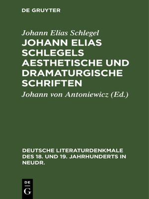 cover image of Johann Elias Schlegels aesthetische und dramaturgische Schriften